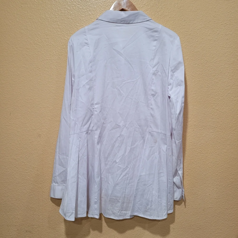 Michael Kors White Long Sleeve Button-Front Tunic Top